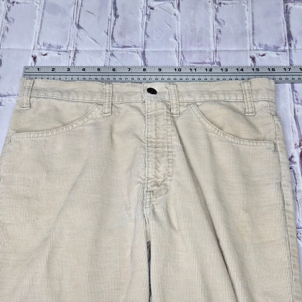VTG 70s Levis‎ Corduroy Pants Men 33x30 Tan Cream Straight Leg Talon 42 Zipper